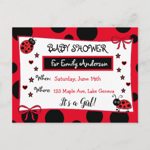 Schattigee rode lieveheersbeestje Baby shower uitn Briefkaart