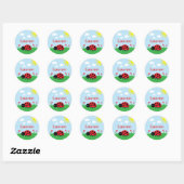 Schattigee rode lieveheersbeestje gepersonaliseerd ronde sticker (Vel)
