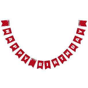 Schattigee rode lieveheersbeestje polka dot bloemb vlaggetjes