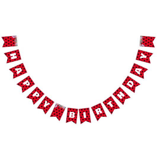 Schattigee rode lieveheersbeestje polka dot bloemb vlaggetjes (Alle)