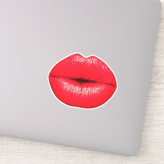 Schattigee rode lippenstift lippen pop kunst sticker (Detail)