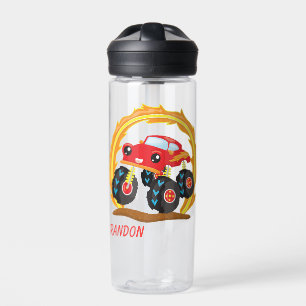 Schattigee Rode Monster Truck Kinder Waterfles
