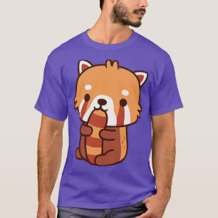 Schattigee rode panda bijten op zijn staart t-shirt