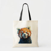 Schattigee rode panda Canvas tas olieverfstijl (Voorkant)