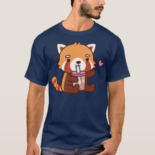 Schattigee rode panda houdt van boba tea t-shirt