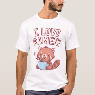 Schattigee Rode Panda I Love Ramen T-shirt