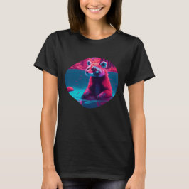 Schattigee rode panda in het water t-shirt