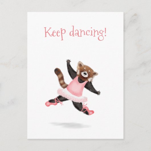 Schattigee rode panda 'Keep Dancing' briefkaart (Voorkant)