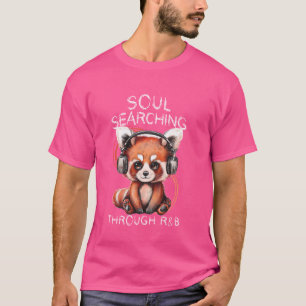 Schattigee rode panda met hoofdtelefoon R & B muzi T-shirt