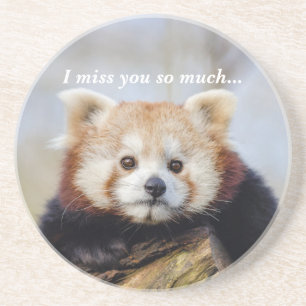 Schattigee rode panda mis je zo erg zandsteen onderzetter