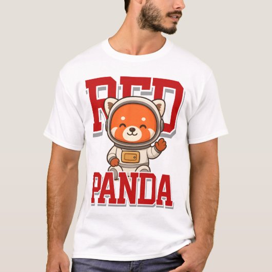 Schattigee Rode Panda Unisex Man Vrouw Kleding T-shirt (Voorkant)