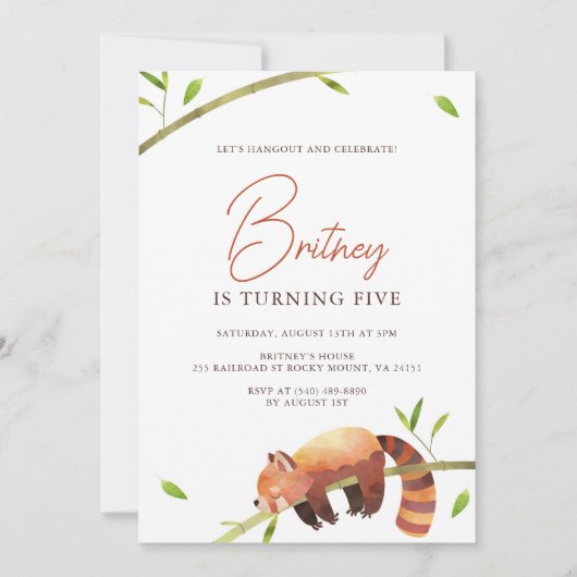 Schattigee Rode Panda Verjaardag Minimalistische U Kaart (Voorkant)