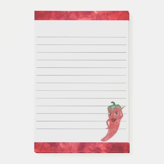 Schattigee rode peper Waterverf schilderij gevoerd Post-it® Notes (Voorkant)