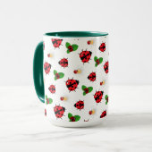 Schattigee rode polka dot Ladybug Daisy bloemenzom Mok (Voorkant links)