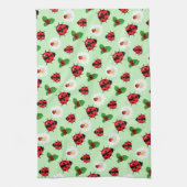 Schattigee rode polka dot Ladybug Daisy bloemenzom Theedoek (Verticaal)