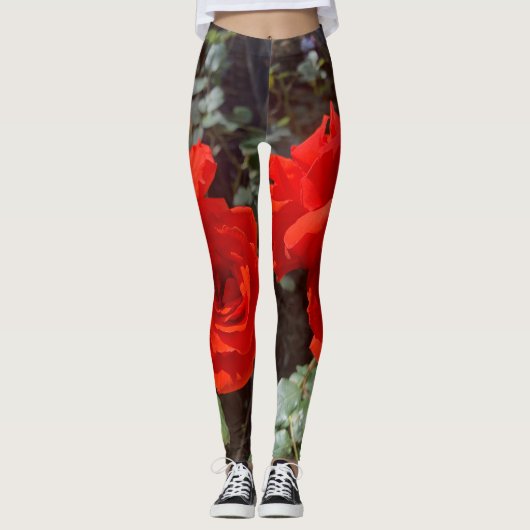 Schattigee rode roos Leggings (Voorkant)