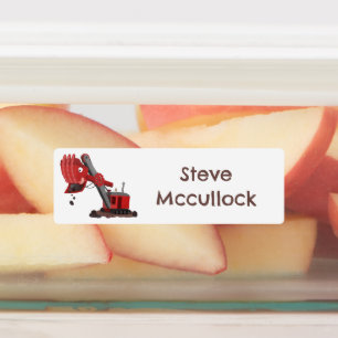 Schattigee rode stoomshovel graafmachine cartoon g labels