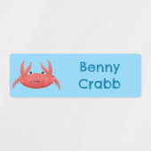 Schattigee rode vlekkerige krab cartoon gepersonal labels (Design 2)