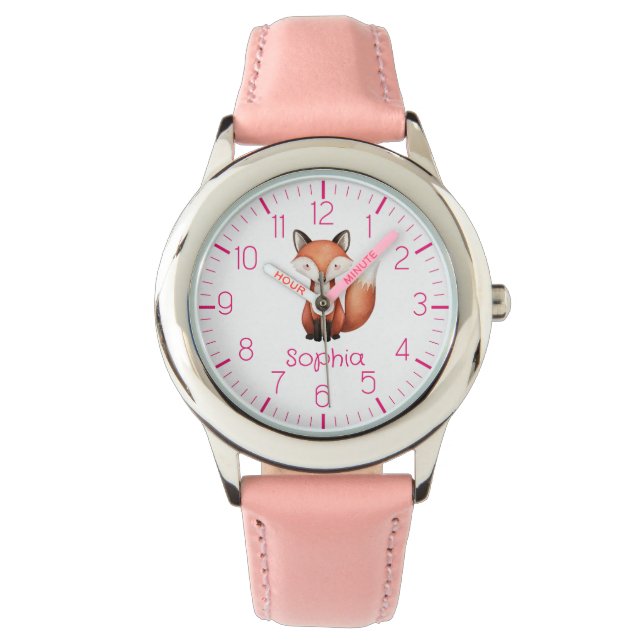 Schattigee rode vos gepersonaliseerde Kind horloge (Voorkant)