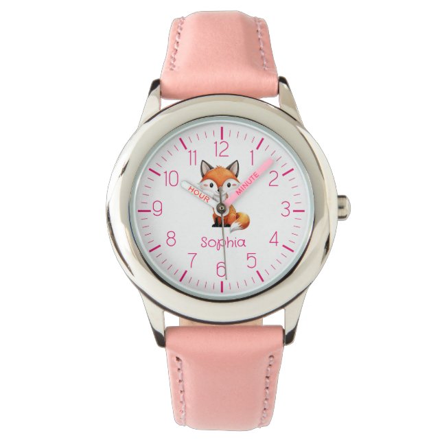 Schattigee rode vos gepersonaliseerde Kind horloge (Voorkant)