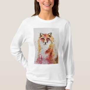 Schattigee rode vos grillige Waterverf vrouwen T-shirt