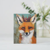 Schattigee rode vos in een kroon briefkaart (Staand voorkant)