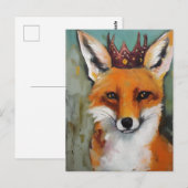 Schattigee rode vos in een kroon briefkaart (Voorkant / Achterkant)