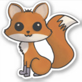 Schattigee rode vos kawaii stijl sticker (Voorkant)