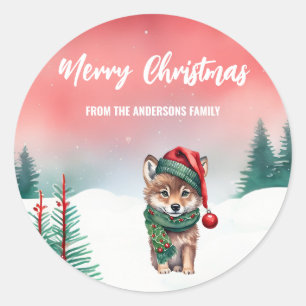 Schattigee Rode vos wilde kerstfeest kinder Ronde Sticker