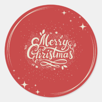 Schattigee rode vrolijke kerst ronde sticker