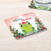 Schattigee Rode Vrolijke Kerstkikker Kerstfeest Kartonnen Onderzetters (Gebogen)