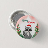 Schattigee Rode Vrolijke Kerstwasbeer Kerstfeest Ronde Button 3,2 Cm (Voorkant /achterkant)