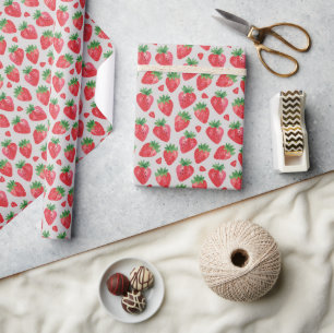 Schattigee rode Waterverf aardbeien Cadeaupapier