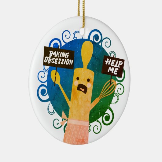 Schattigee Rolling Pin Baking Obsession Help Kerst Keramisch Ornament (Rechts)