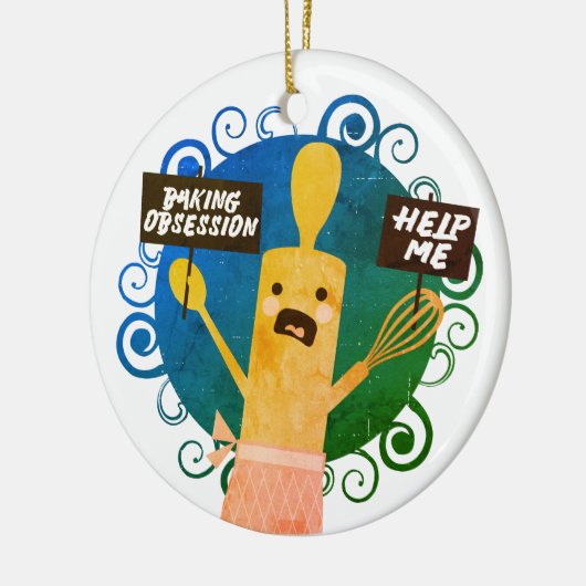 Schattigee Rolling Pin Baking Obsession Help Kerst Keramisch Ornament (Links)