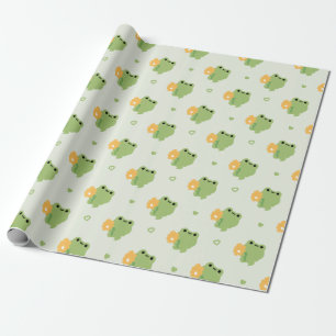 Schattigee romantische kikker cadeaupapier
