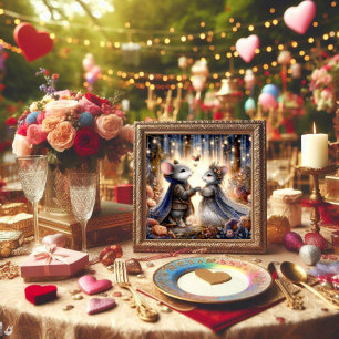 Schattigee romantische muis paar liefde gedicht Va Feestdagenkaart