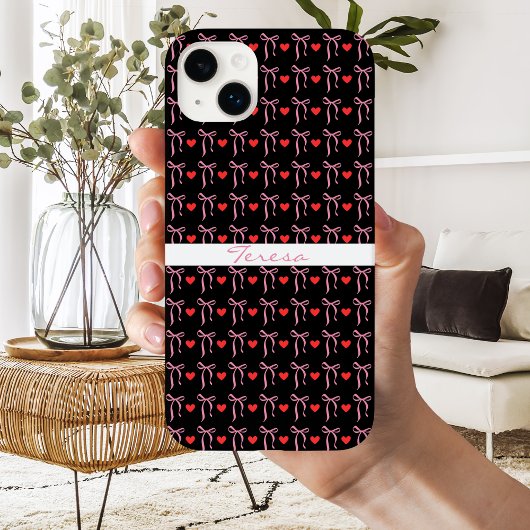 Schattigee Romantische Roze Bogen & Rode Harten, G Case-Mate iPhone Case