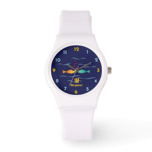 Schattigee romantische vis in de liefde Monogram Horloge