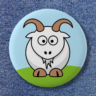 Schattigee ronde Cartoon Saanen Goat Button 5,7 Cm