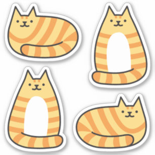 Schattigee Ronde Kawaii Stripey Sinaasappel Tabby  Sticker