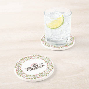 Schattigee ronde kleurrijke krans met konijn zandsteen onderzetter