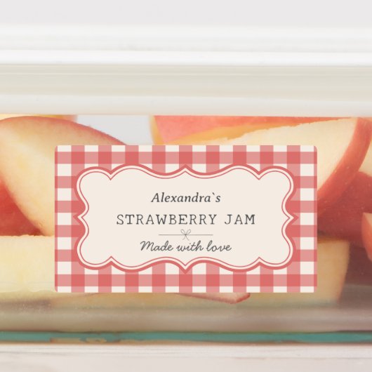 Schattigee  Rood Blauw Groene Gingham Jar Labels (Aangebracht)