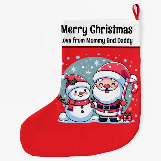 Schattigee rood-witte kerstman en sneeuwman grote kerstsok (Achterkant)