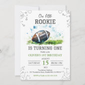 Schattigee Rookie Football 1e Verjaardag Uitnodigi Kaart (Voorkant)