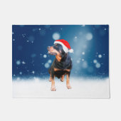 Schattigee Rottweiler Dog Christmas Santa Hat Snee Deurmat (Voorkant)