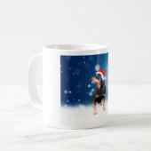 Schattigee Rottweiler Dog Christmas Santa Hat Snee Koffiemok (Voorkant links)