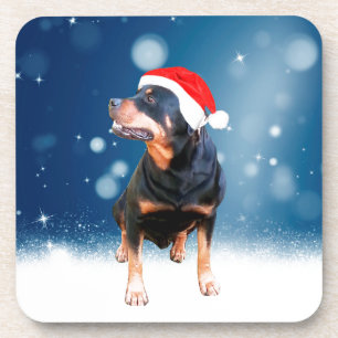 Schattigee Rottweiler Dog Christmas Santa Hat Snee Onderzetter