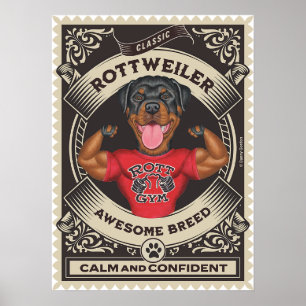 Schattigee Rottweiler Flexing Muscles Poster