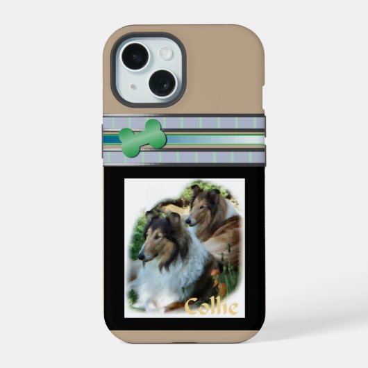 Schattigee Rough Collies Dog Art iPhone 15 Hoesje (Achterkant)